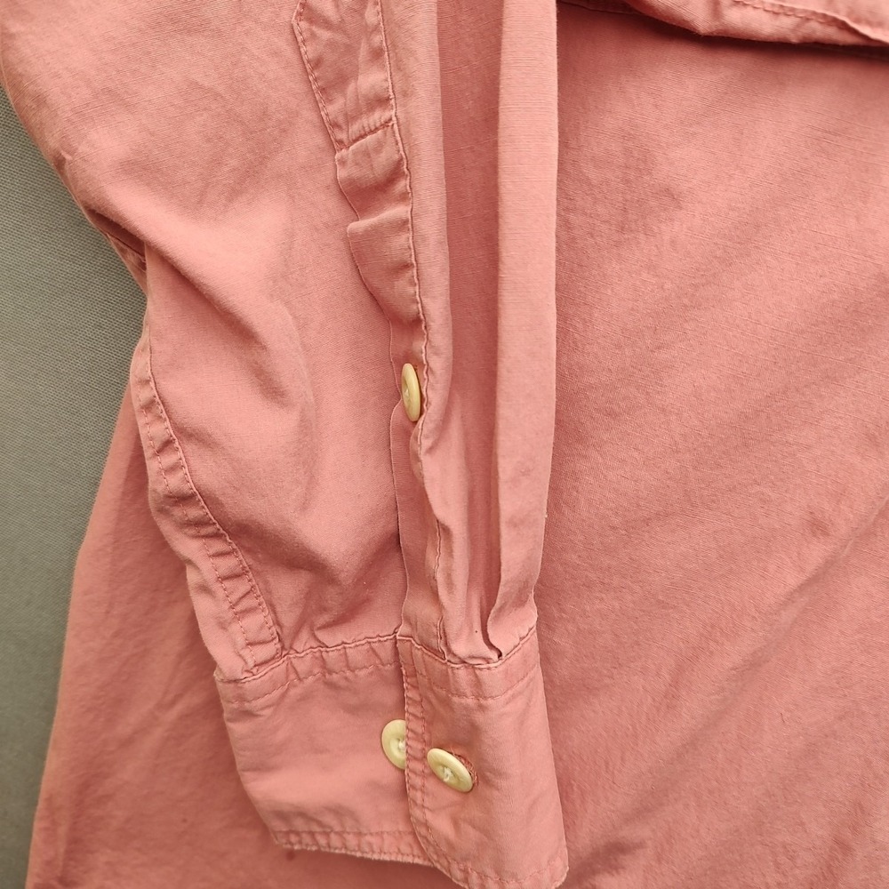 Orvis Mens Coral Button Up Shirt Long Sleeve With Stain Size Medium - Picture 7 of 16